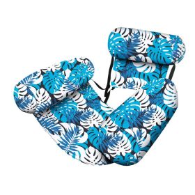 Inflatable Floating Hammock Water Floating Chair Pool Party Floating Chair (Option: Blue Leaves-76X35X60 cm)